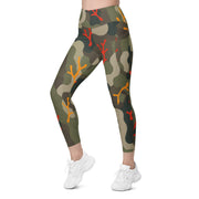 Woodland Coral Branch CAMO Womens Leggings with Pockets - Women