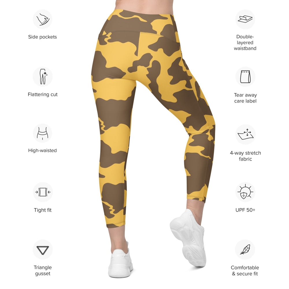 Yemeni Two Color Rock Desert CAMO Leggings with pockets - Womens With Pockets