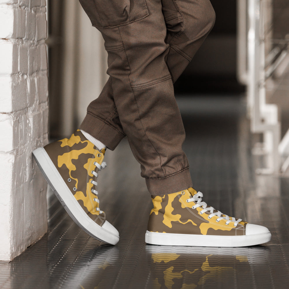 Yemeni Two Color Rock Desert CAMO Men’s high top canvas shoes - 5 - Mens High Top Canvas Shoes