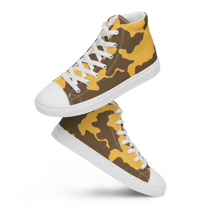 Yemeni Two Color Rock Desert CAMO Men’s high top canvas shoes - Mens High Top Canvas Shoes