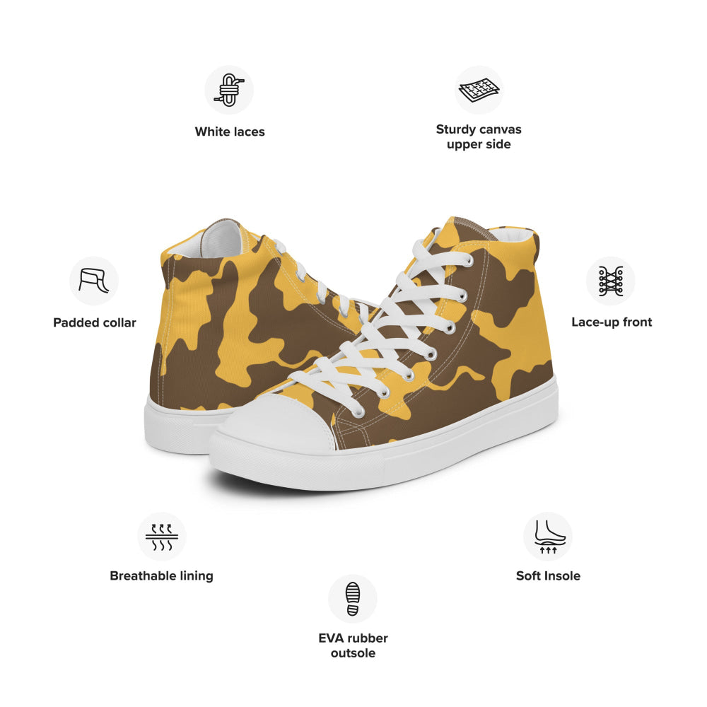 Yemeni Two Color Rock Desert CAMO Men’s high top canvas shoes - Mens High Top Canvas Shoes