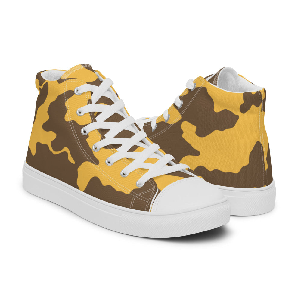 Yemeni Two Color Rock Desert CAMO Men’s high top canvas shoes - Mens High Top Canvas Shoes