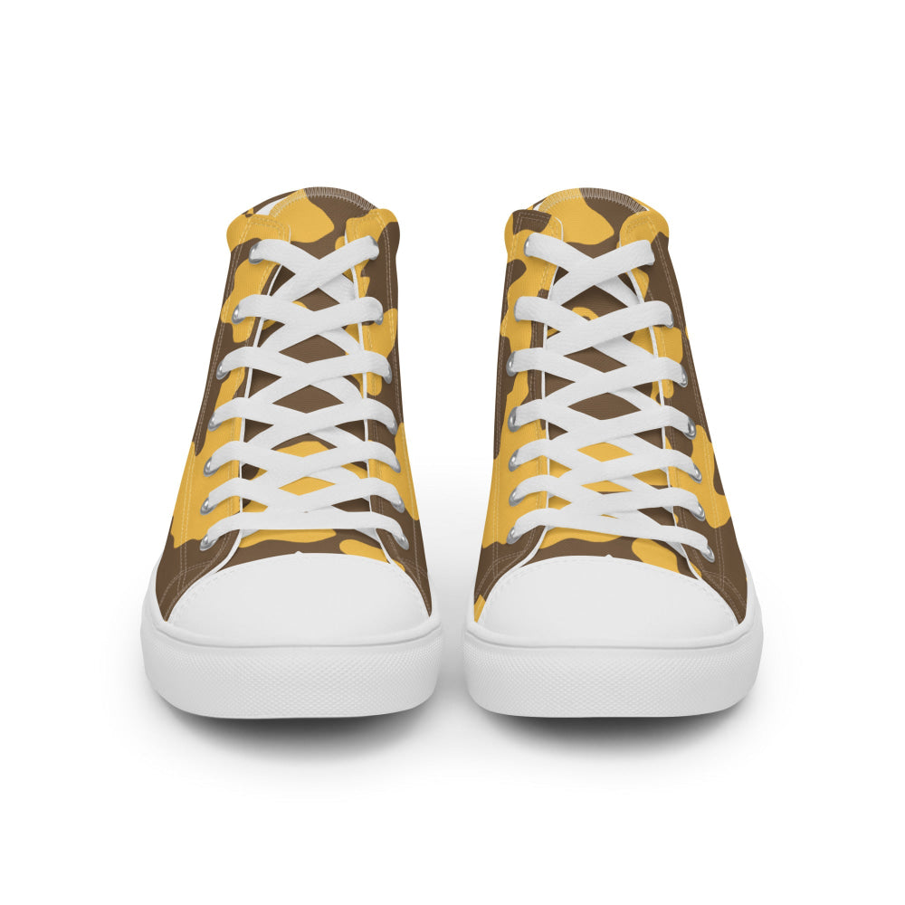 Yemeni Two Color Rock Desert CAMO Men’s high top canvas shoes - Mens High Top Canvas Shoes