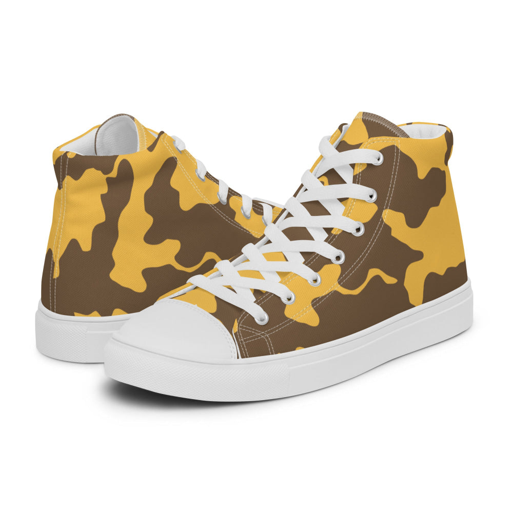 Yemeni Two Color Rock Desert CAMO Men’s high top canvas shoes - Mens High Top Canvas Shoes