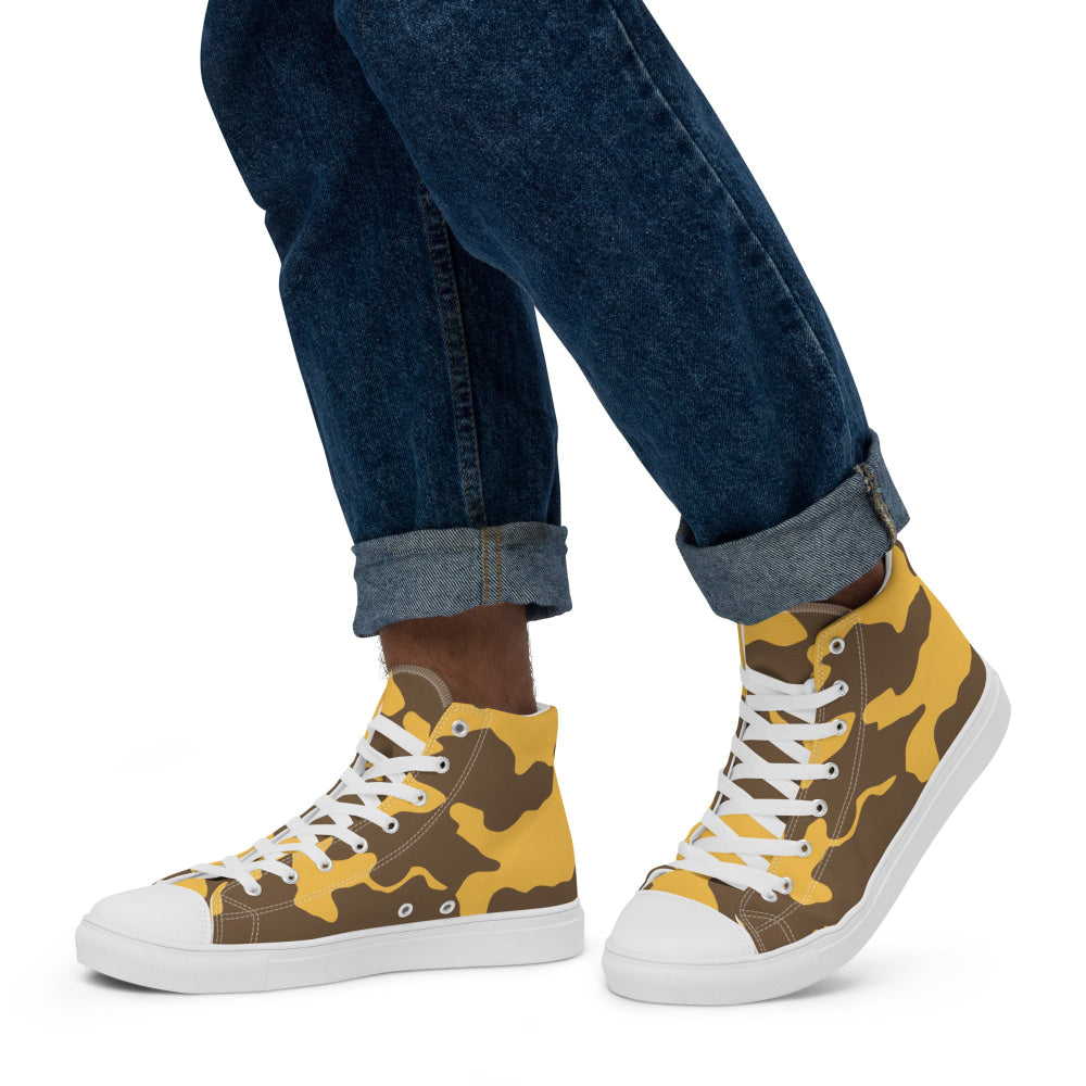 Yemeni Two Color Rock Desert CAMO Men’s high top canvas shoes - Mens High Top Canvas Shoes