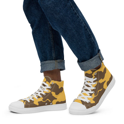 Yemeni Two Color Rock Desert CAMO Men’s high top canvas shoes - Mens High Top Canvas Shoes