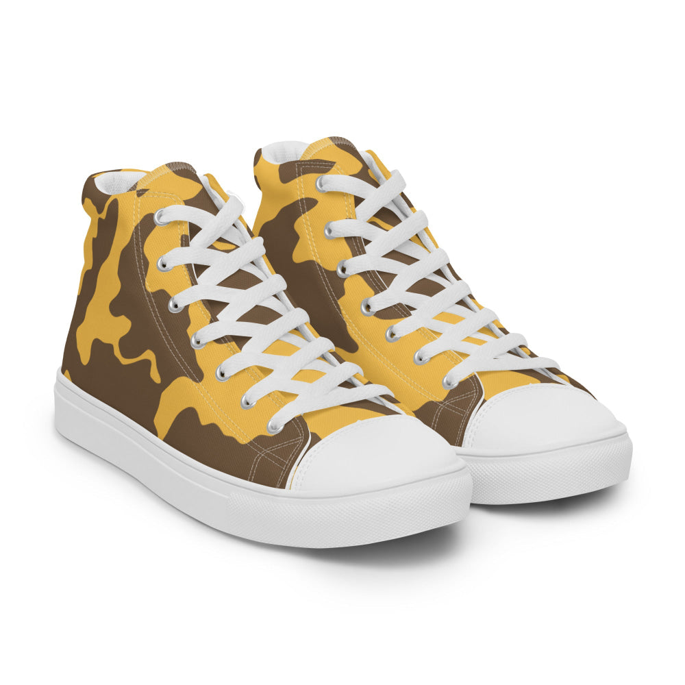 Yemeni Two Color Rock Desert CAMO Men’s high top canvas shoes - Mens High Top Canvas Shoes