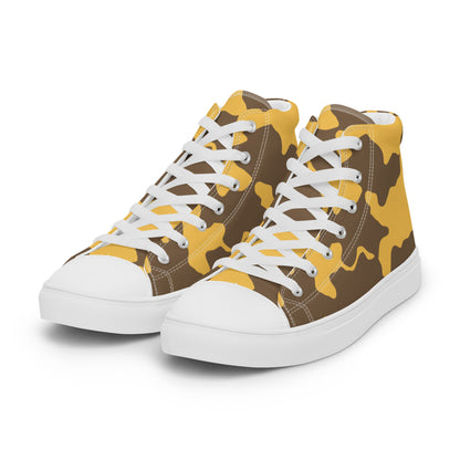 Yemeni Two Color Rock Desert CAMO Men’s high top canvas shoes - Mens High Top Canvas Shoes