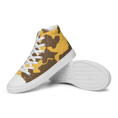 Yemeni Two Color Rock Desert CAMO Men’s high top canvas shoes - Mens High Top Canvas Shoes