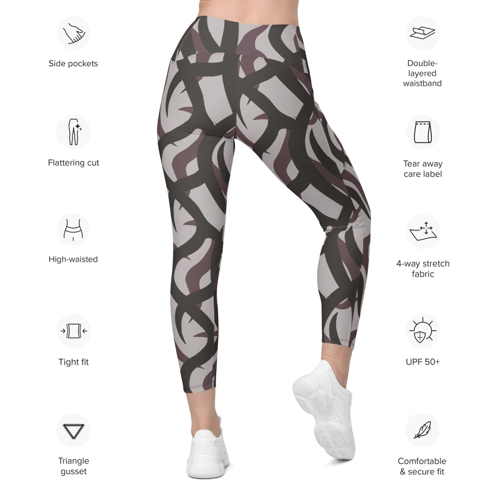 Zambian Wildlife Authority Ranger (ZAWA) Grey CAMO Leggings with pockets - Womens With Pockets