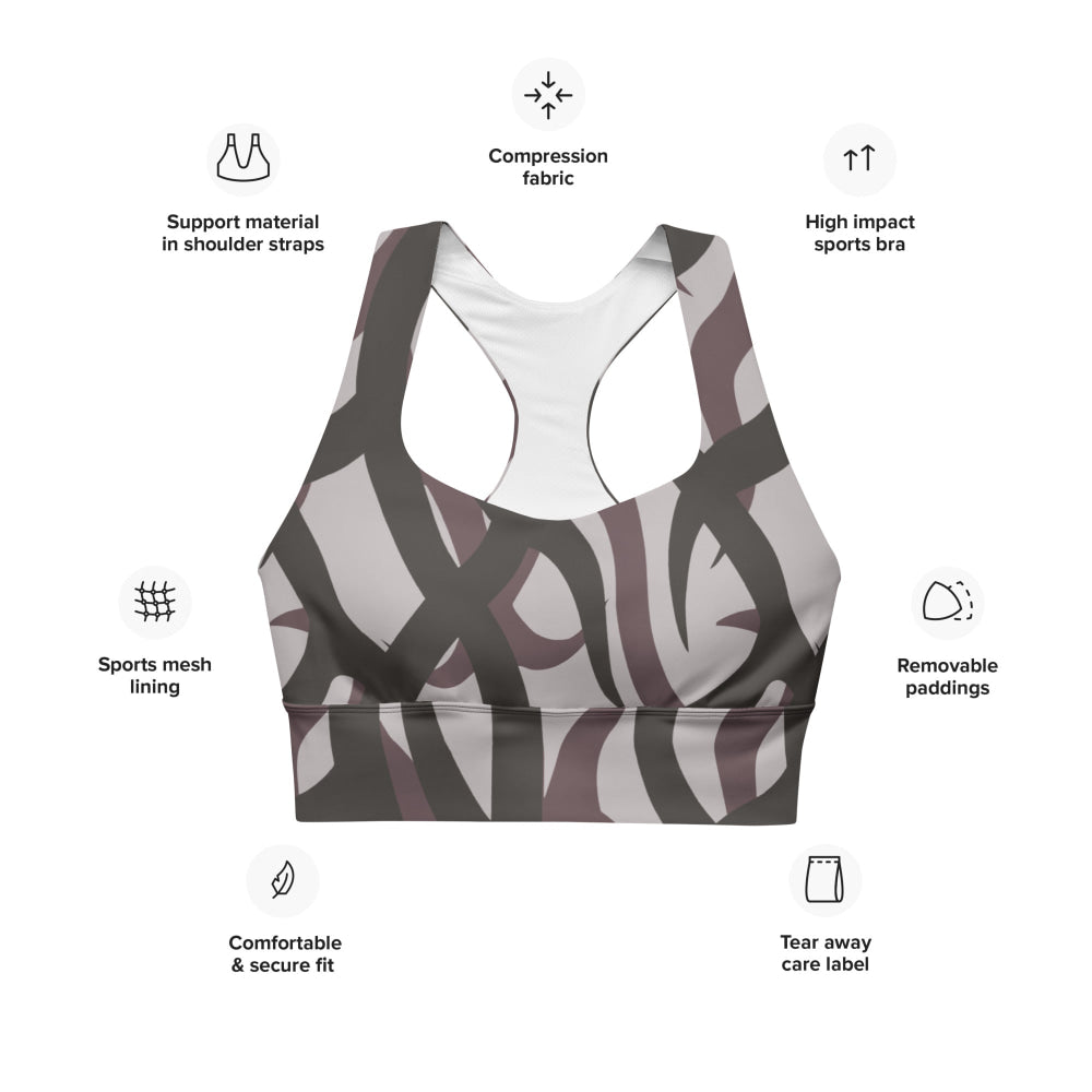 Zambian Wildlife Authority Ranger (ZAWA) Grey CAMO Longline sports bra - Womens Sports Bra