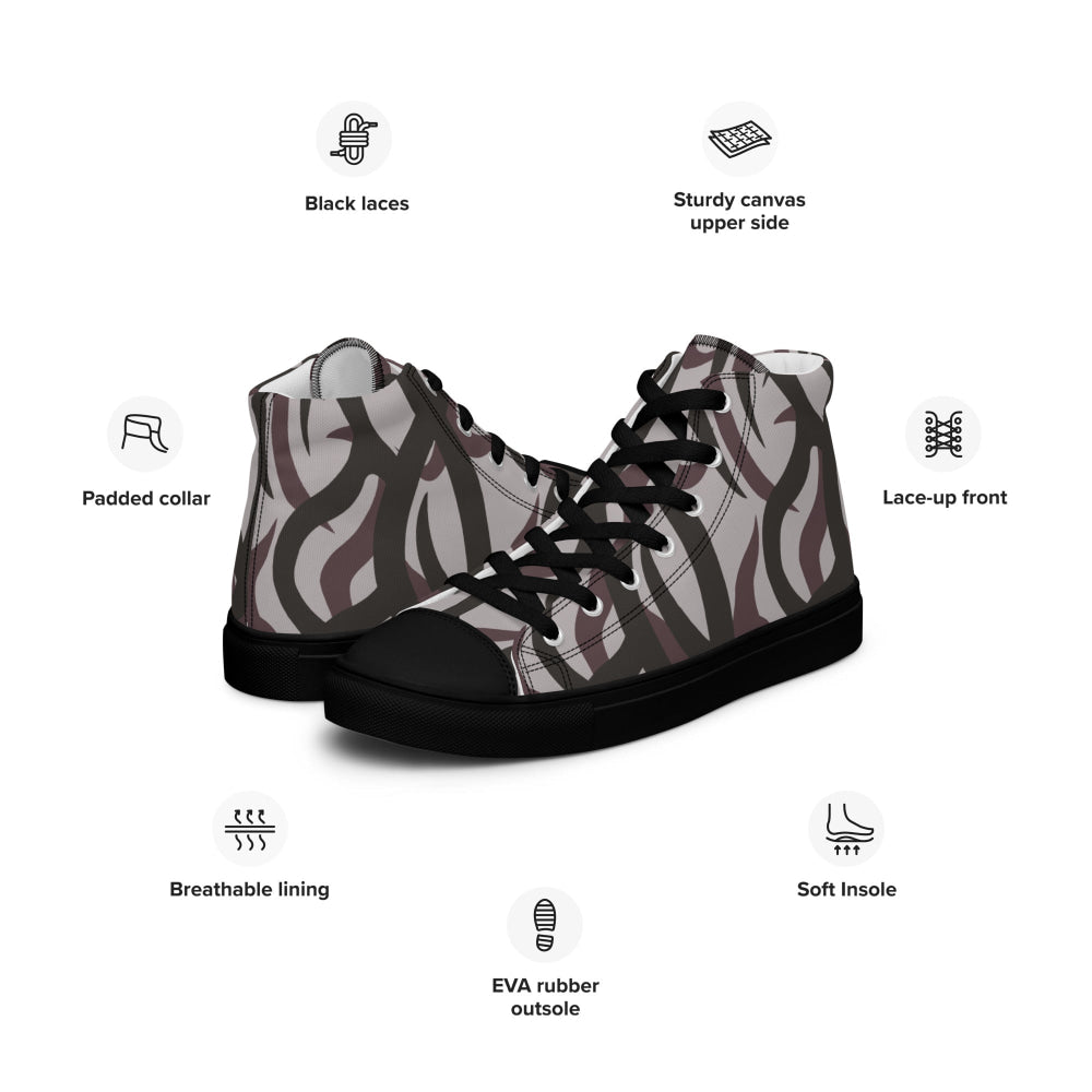 Zambian Wildlife Authority Ranger (ZAWA) Grey CAMO Men’s high top canvas shoes - Mens High Top Canvas Shoes