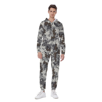 Alaska Chocolate Chip Tundra CAMO Mens Hooded Jumpsuit - S / White
