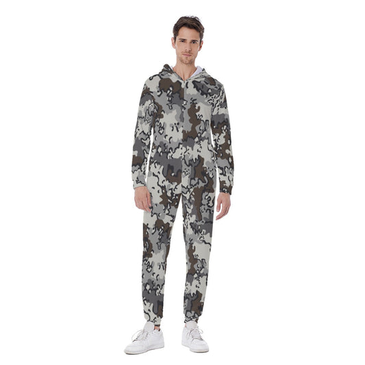 Alaska Chocolate Chip Tundra CAMO Mens Hooded Jumpsuit - S / White