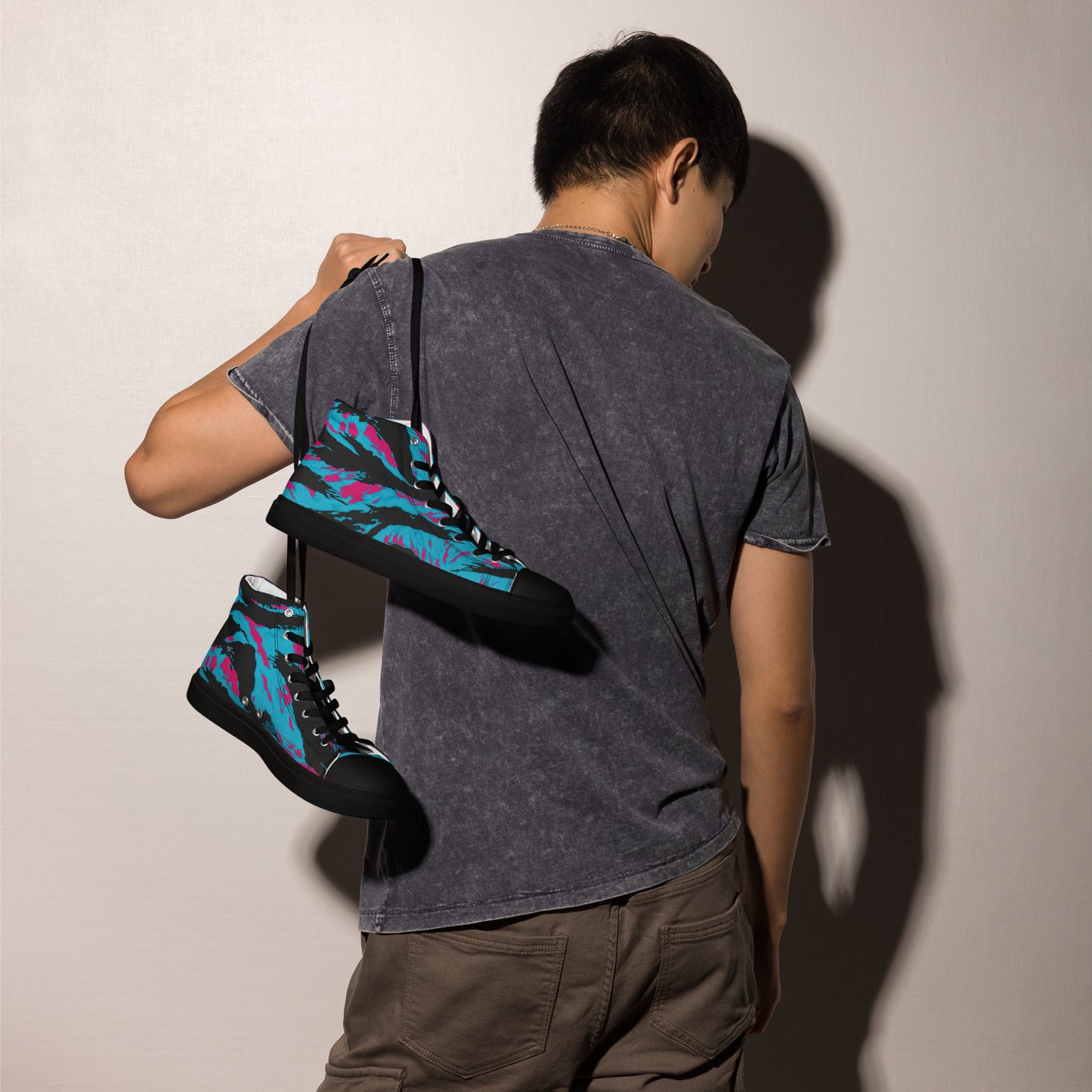 American Miami Vice Tiger Stripe CAMO Mens High-Top Canvas Shoes